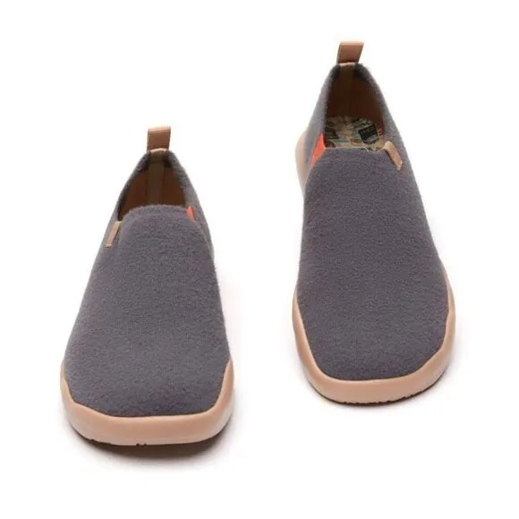 UIN Men's Travel Walking Shoes Slip On Casual Sneaker (DIMGRAY KNITTED WOOL)