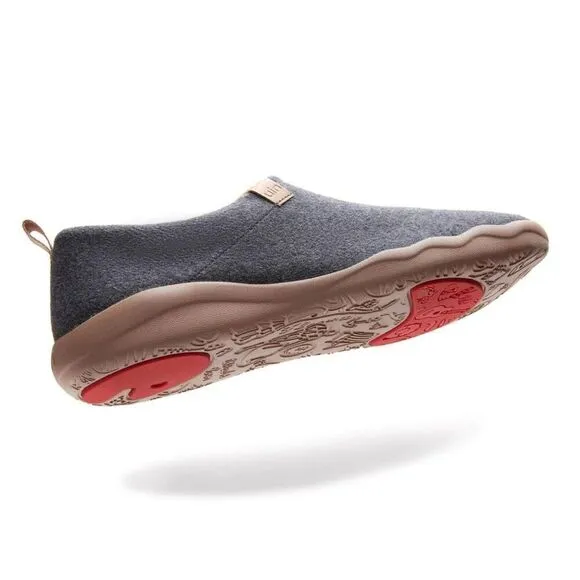 UIN Men's Travel Walking Shoes Slip On Casual Sneaker (DIMGRAY KNITTED WOOL)