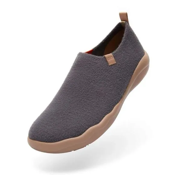 UIN Men's Travel Walking Shoes Slip On Casual Sneaker (DIMGRAY KNITTED WOOL)