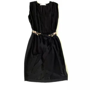 Ulla Johnson Womens 8 Silk Black Dress Beaded Belt Gold Sequin Quiet Luxury