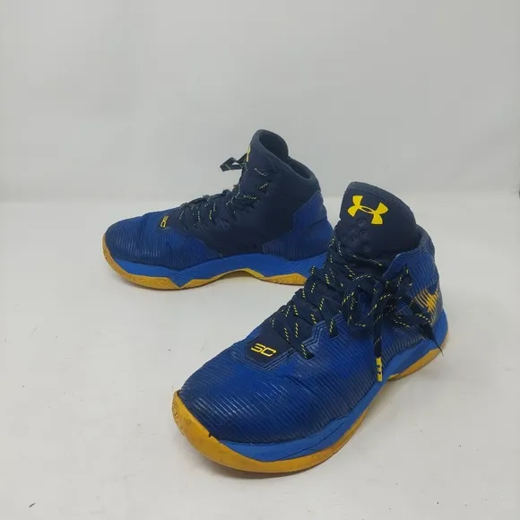 Under Armour Curry 2.5 Dub Nation Blue Yellow Hightop Sneakers Youth Size 5