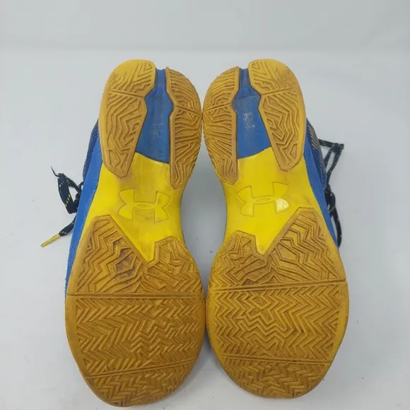 Under Armour Curry 2.5 Dub Nation Blue Yellow Hightop Sneakers Youth Size 5