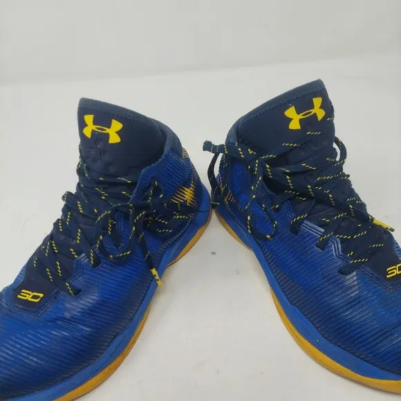 Under Armour Curry 2.5 Dub Nation Blue Yellow Hightop Sneakers Youth Size 5