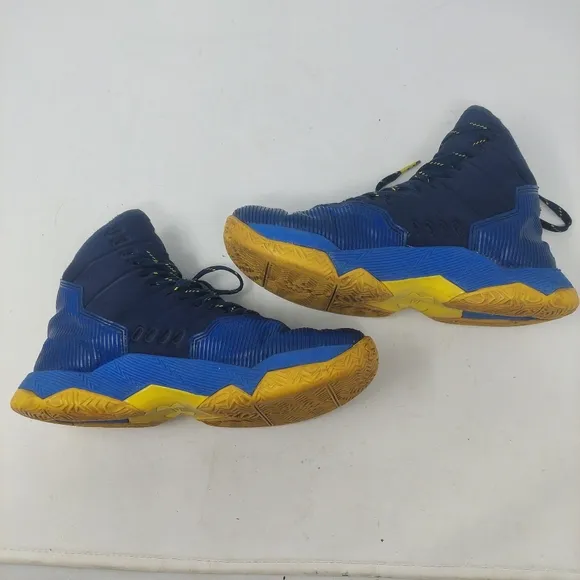 Under Armour Curry 2.5 Dub Nation Blue Yellow Hightop Sneakers Youth Size 5