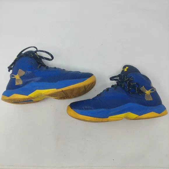Under Armour Curry 2.5 Dub Nation Blue Yellow Hightop Sneakers Youth Size 5