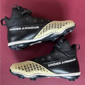 Under Armour High Top Spikes Cream and Black Size 8 Lace Up Sports Shoe