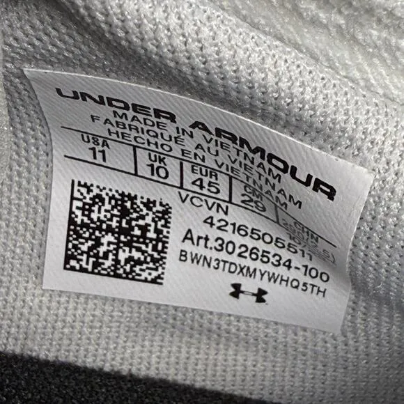 Under Armour Project Rock 6 Training Shoes -White- 3026534-100 Men's Size 11