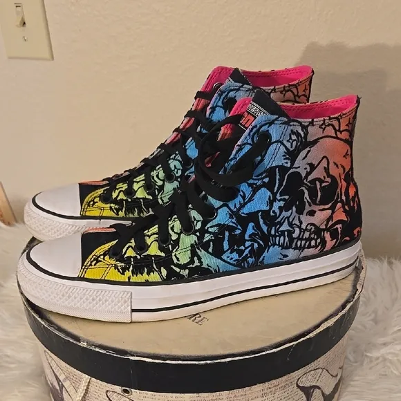UNISEX Converse Pink and Yellow Sneakers High-Top Style