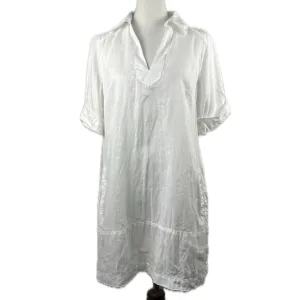United Colors of Benetton Linen White Minimalist Lagenlook Boxy Tunic Dress Sz L