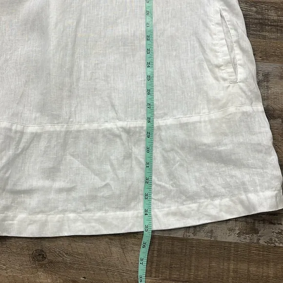 United Colors of Benetton Linen White Minimalist Lagenlook Boxy Tunic Dress Sz L