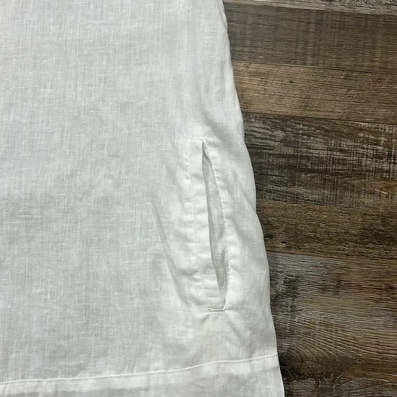 United Colors of Benetton Linen White Minimalist Lagenlook Boxy Tunic Dress Sz L