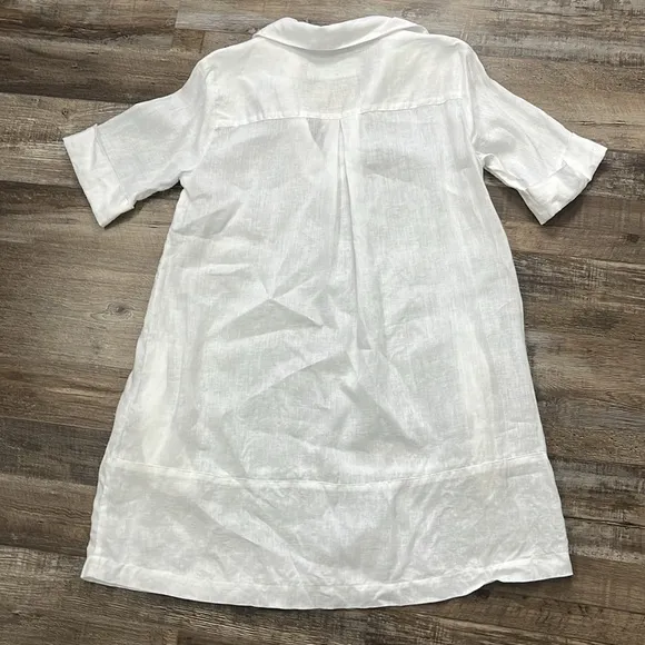 United Colors of Benetton Linen White Minimalist Lagenlook Boxy Tunic Dress Sz L