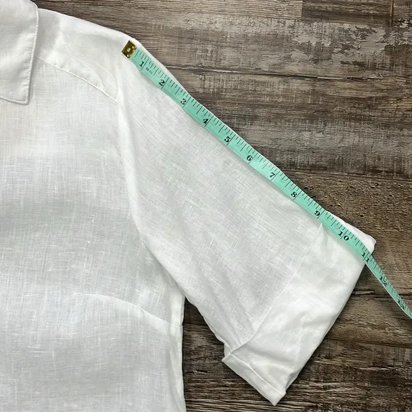 United Colors of Benetton Linen White Minimalist Lagenlook Boxy Tunic Dress Sz L