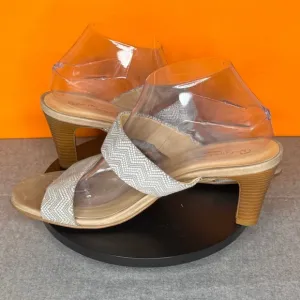 Unity in Diversity Beguile Taupe Cheveron Sandal Heel Mule Size EU 40 US 9