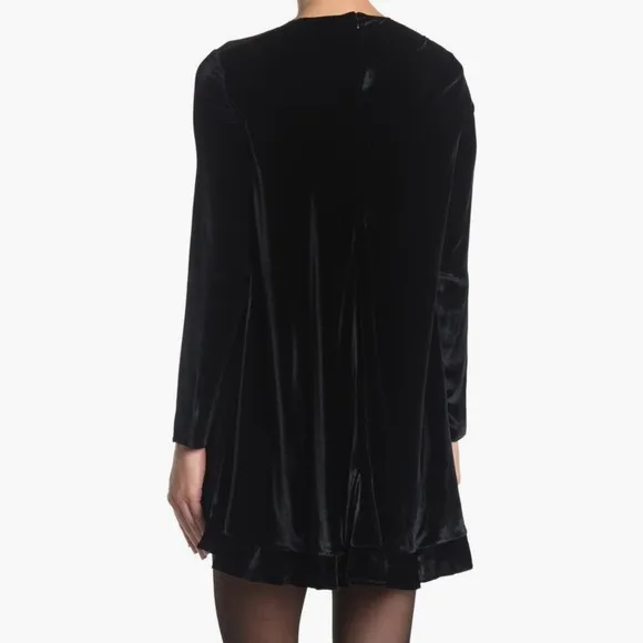 Valentino “RED” Velvet Silk &amp; Viscose Mini Swing Dress Long Sleeve Authentic