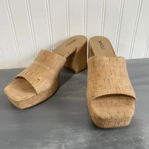 Vaneli Moyra Cork Platform Heels Chunky Heel Slide Sandals Shoes 9.5M Y2K