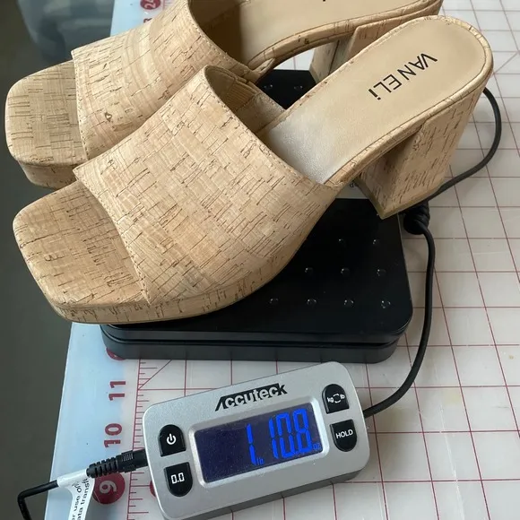 Vaneli Moyra Cork Platform Heels Chunky Heel Slide Sandals Shoes 9.5M Y2K