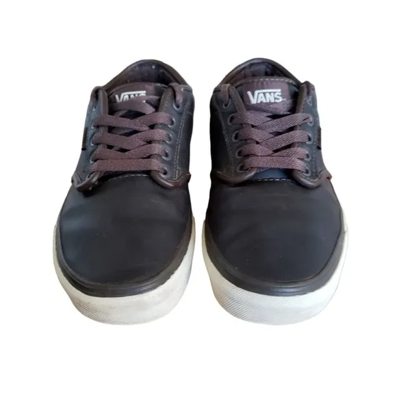 Vans Atwood Leather Black Perforated Skateboarding Shoes Men's Size 8