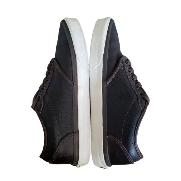 Vans Atwood Leather Black Perforated Skateboarding Shoes Men's Size 8