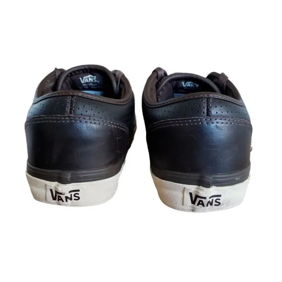 Vans Atwood Leather Black Perforated Skateboarding Shoes Men's Size 8