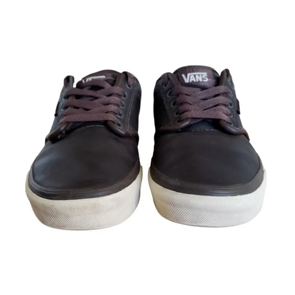 Vans Atwood Leather Black Perforated Skateboarding Shoes Men's Size 8
