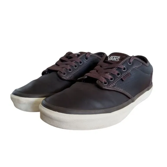 Vans Atwood Leather Black Perforated Skateboarding Shoes Men's Size 8