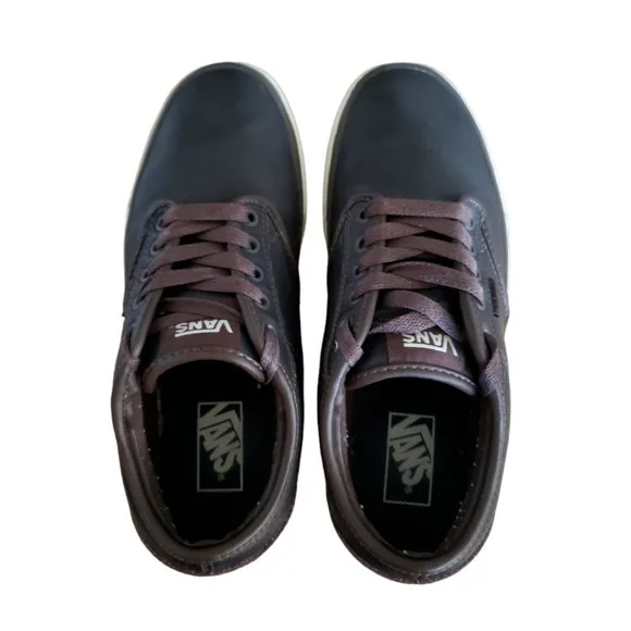 Vans Atwood Leather Black Perforated Skateboarding Shoes Men's Size 8