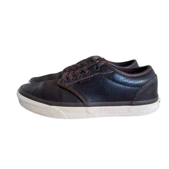 Vans Atwood Leather Black Perforated Skateboarding Shoes Men's Size 8