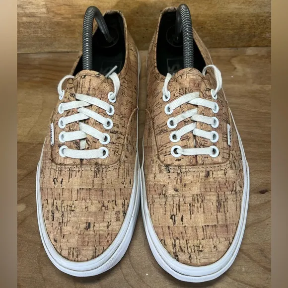 Vans Authentic Cork Print Low Mens Size 8.5 Shoes Sneakers Brown