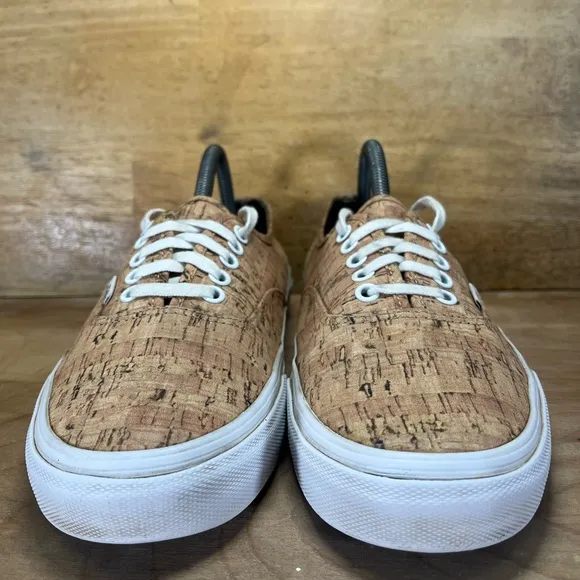 Vans Authentic Cork Print Low Mens Size 8.5 Shoes Sneakers Brown