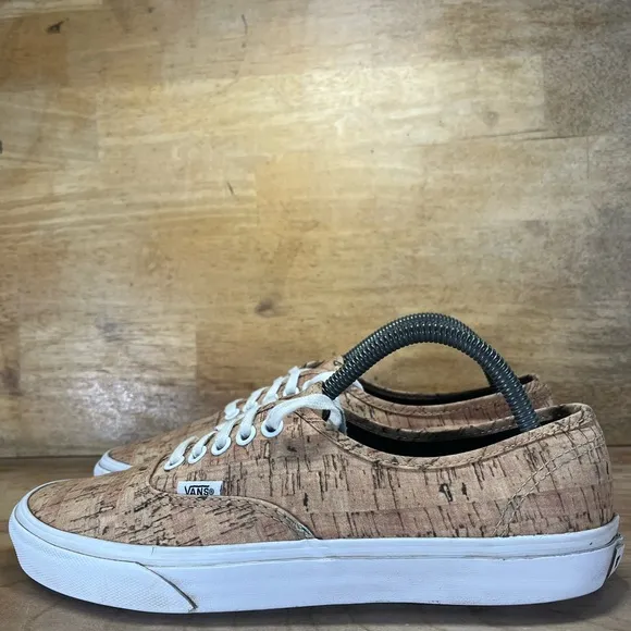 Vans Authentic Cork Print Low Mens Size 8.5 Shoes Sneakers Brown