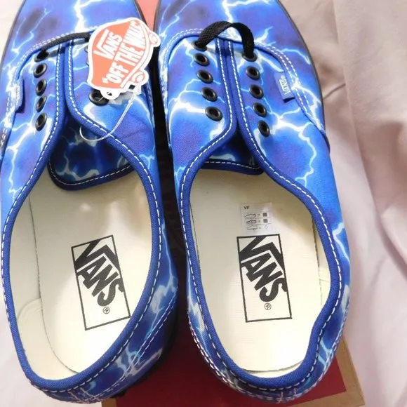 Vans Authentic Lightning Blue &amp; Black Skate Shoes Men's Size 10 New