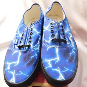 Vans Authentic Lightning Blue &amp; Black Skate Shoes Men's Size 10 New