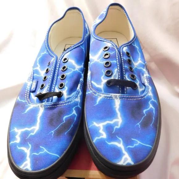 Vans Authentic Lightning Blue &amp; Black Skate Shoes Men's Size 10 New