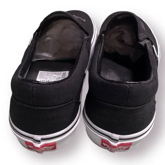 VANS Black Slip-On Shoes Gray No Bones About It‎ Love You to Death Skull Size 9