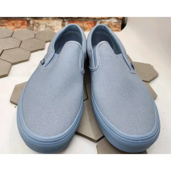 Vans Classic Slip-On Pastel Mono Dusty Blue Sz 10.5 UNC Men New Rare Sneakers