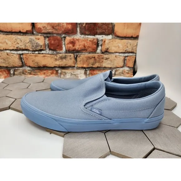 Vans Classic Slip-On Pastel Mono Dusty Blue Sz 10.5 UNC Men New Rare Sneakers