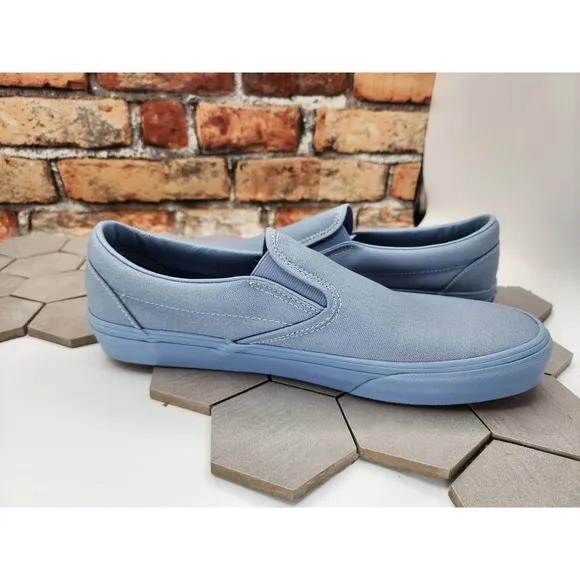 Vans Classic Slip-On Pastel Mono Dusty Blue Sz 10.5 UNC Men New Rare Sneakers
