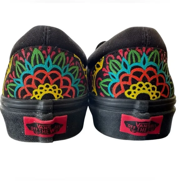 Vans Custom Bassnectar Mandala Slip-On Sneakers - Hand-Painted Art Size M6.5 W8