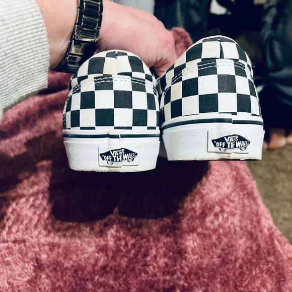 Vans Kids Checkerboard Shoes - Black and White