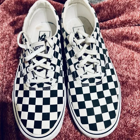 Vans Kids Checkerboard Shoes - Black and White