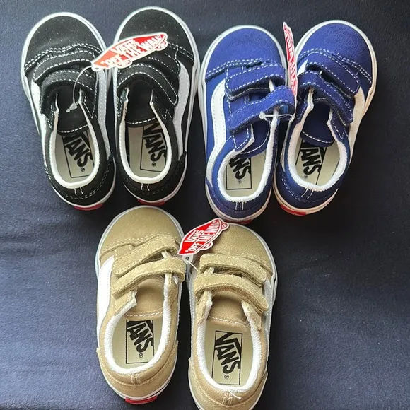 Vans Kids Shoes - Black, Blue, and Tan