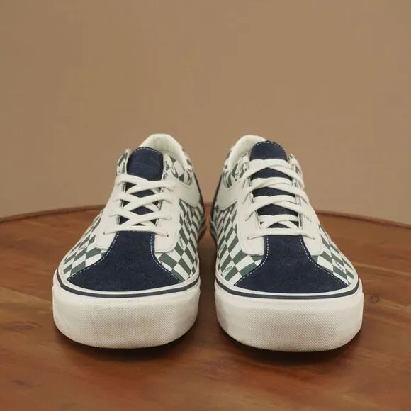 Vans Mens Bold Ni Sneakers Shoes Green White Checkerboard Blue Suede Size 12