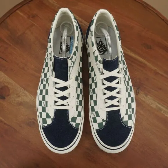 Vans Mens Bold Ni Sneakers Shoes Green White Checkerboard Blue Suede Size 12
