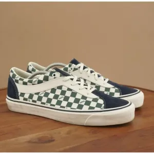 Vans Mens Bold Ni Sneakers Shoes Green White Checkerboard Blue Suede Size 12