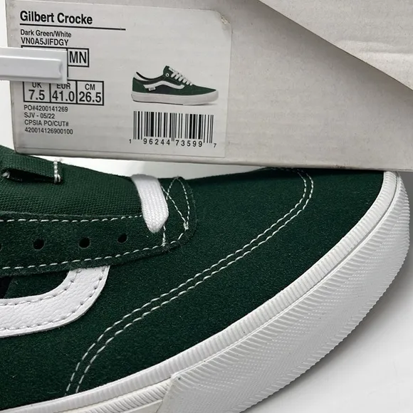 Vans Men's Green and Black Sneakers Gilbert CrockeDark Green/WhiteVN0A5JIFDGY