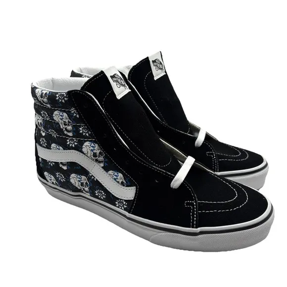 Vans sk8 hi Flash Skulls Black Blue Men's Sz 10 - Old School Skool NIB