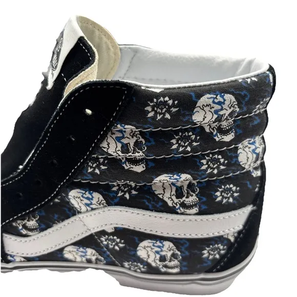 Vans sk8 hi Flash Skulls Black Blue Men's Sz 10 - Old School Skool NIB