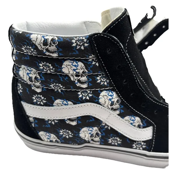 Vans sk8 hi Flash Skulls Black Blue Men's Sz 10 - Old School Skool NIB
