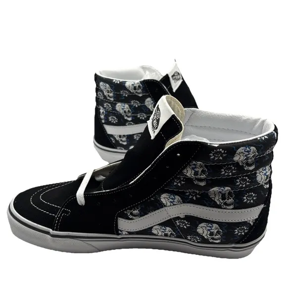 Vans sk8 hi Flash Skulls Black Blue Men's Sz 10 - Old School Skool NIB